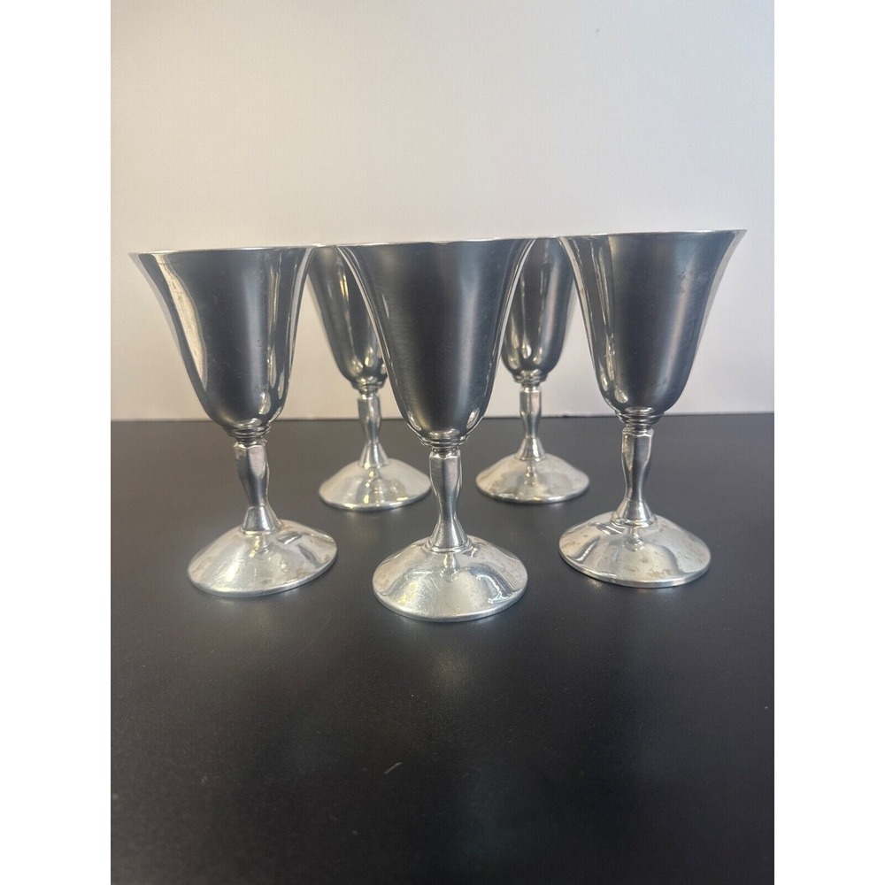Vintage‎ Set Of five Plator Silver Plated  Goblets 5.5" Made In Spain